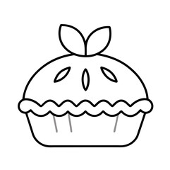 Apple pie outline icon on white background