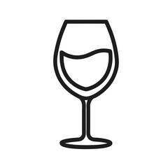 Wine glass outline icon on white background