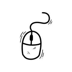 Hand Drawn Computer Mouse Illustration. Doodle Vector. Isolated on White Background - EPS 10 Vector