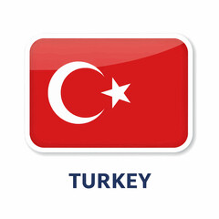 Obraz premium A clear digital illustration of the rectangular flag of turkey. Below the flag, the word 