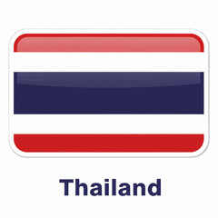 Obraz premium A clear digital illustration of the rectangular flag of thailand. Below the flag, the word 