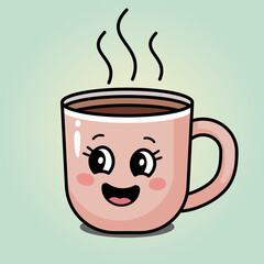 Cute Kawaii Coffee Mug Clipart