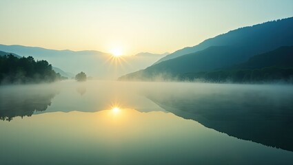 Fototapeta premium sunrise over the river