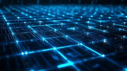 Obraz premium Abstract digital network design with glowing blue lines and points.