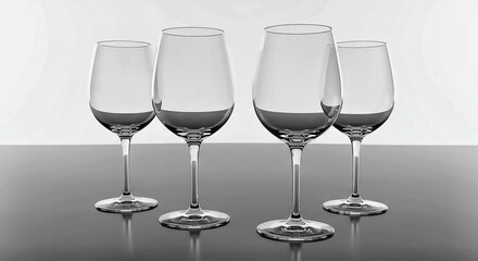 Four Elegant Wine Glasses on Dark Surface