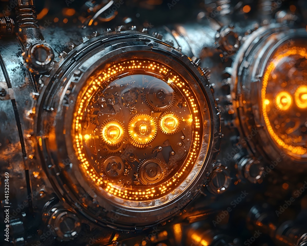 Aufkleber steampunk inspired progress bar with gears and cogs