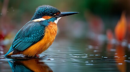 Fototapeta premium Colorful bird by water