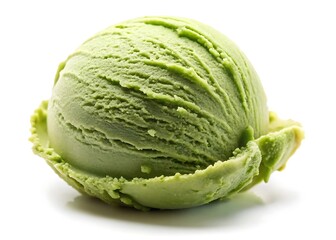 Fototapeta premium Matcha ice cream scoop isolated on white background