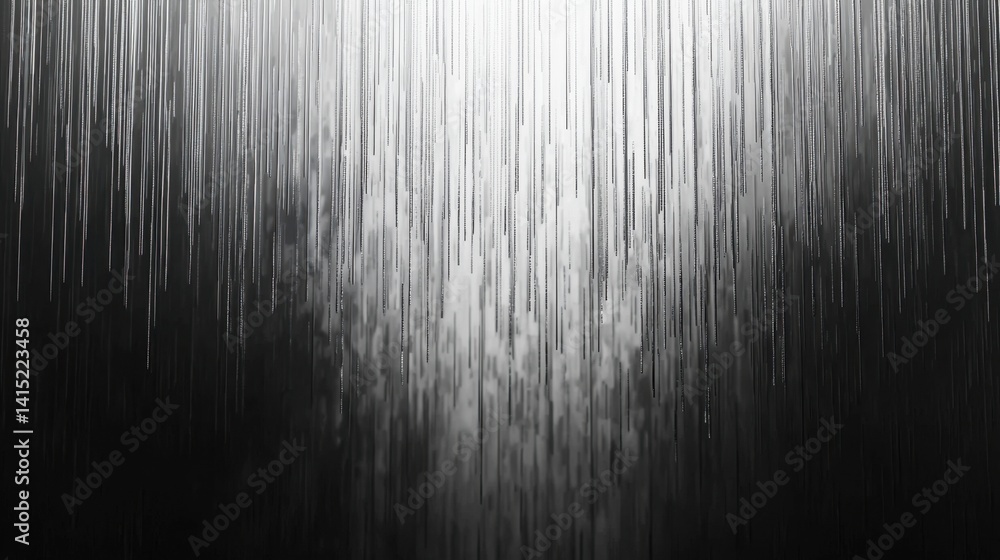 Poster delicate strands of light cascade downward, creating a stunning visual effect on a dark surface. the
