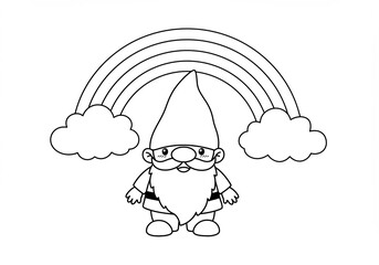 Whimsical Gnome Under a Rainbow