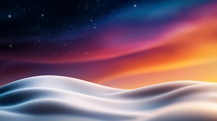 Sunrise over a winter landscape with stars.