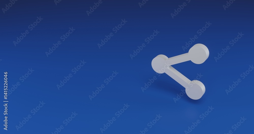 Poster isolated realistic white share symbol with shadow. located on the right side of the scene. 3d illust