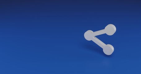 Isolated realistic white share symbol with shadow. Located on the right side of the scene. 3d illustration on transparent background