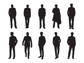 Silhouette Collection of Standing and Walking Human Figures