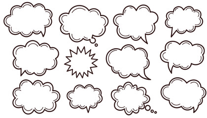 Speech bubbles collection in various shapes and sizes  