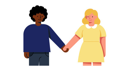 Fototapeta premium Diverse children holding hands in a joyful illustration 