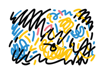 Fototapeta premium Playful Children’s Scribble Doodle Pattern – Colorful Crayon and Marker Style Seamless Background for Kids and Preschool Design