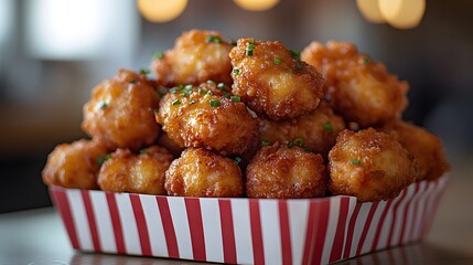 Crispy Fried Chicken Nuggets in Red Container