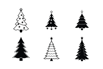 Obraz premium Christmas tree silhouette vector illustration, Set of Christmas tree silhouette