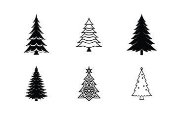 Obraz premium Christmas tree silhouette vector illustration, Set of Christmas tree silhouette
