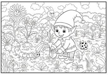 Childlike Line Art Illustration in Black and White