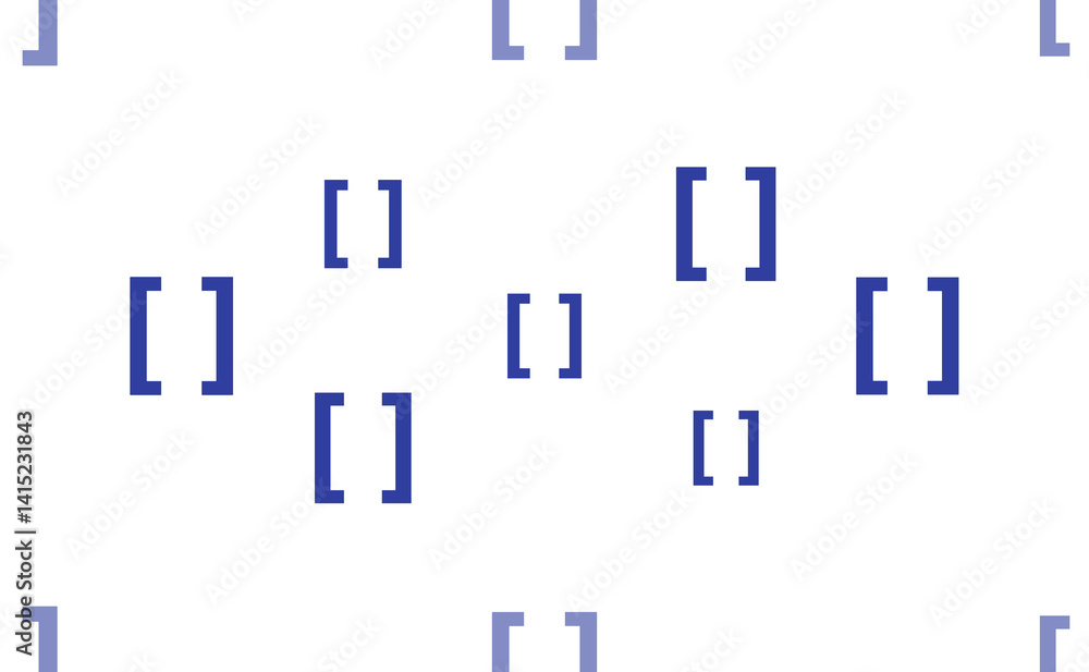 Poster seamless pattern of large isolated blue square brackets symbols. the pattern is divided by a line of