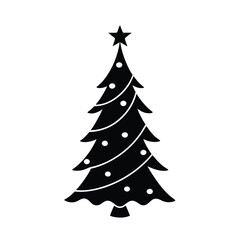 Christmas tree silhouette vector illustration, Set of  Christmas tree silhouette