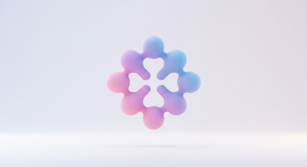 Abstract design of a colorful snowflake shape with heart motifs