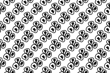 Seamless pattern completely filled with outlines of divination stones symbols. Elements are evenly spaced. Illustration on transparent background