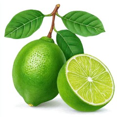 Vibrant Green Limes Close Up Illustration