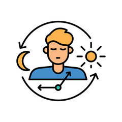 Circadian rhythm color flat icon for digital and print projects.