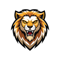 fierce lion animal head mascot logo vector art illustration