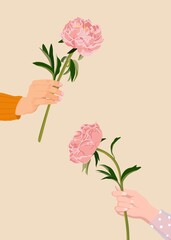 Pink peony background, aesthetic flowers © Rawpixel.com