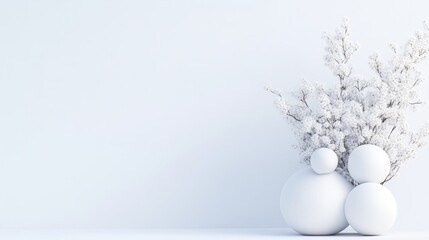 Minimalist white interior scene with decorative elements