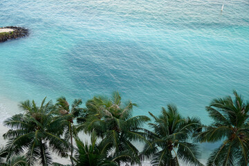aerial view of  Sunny tropical beach paradise on the Maledives