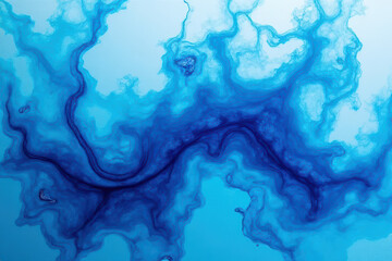 Mesmerizing Ink in Water Photography: Cyan & Sky Blue Swirling Patterns