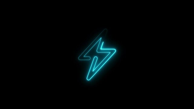 Glowing neon power icon isolated on black background. HD Video motion graphic animation