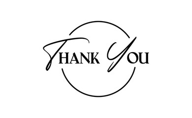 Thank You Typography, Elegant Black and White Design lettering, thanks message