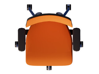 Orange office chair modern style. Isolated office chair. Top views