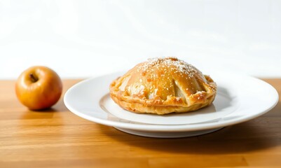 Delicious Homemade Apple Pie on White Plate with Apple