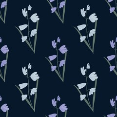 Иллюстрация без названияSpring floral illustration. Flower wreath with blue snowdrops isolated on dark background. Handmade flowers for wedding anniversary, birthday, invitations and postcards. Pastel