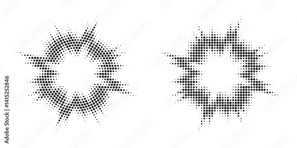 Poster halftone background. glowing light halftone effect. abstract grunge starburst halftone dots backgrou