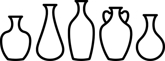 Collection Of Different Outlined Vases Classic Decorative Elements Vector Illustration