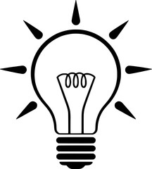 Black And White Illustration Of A Lightbulb Radiating Conceptual Ideas