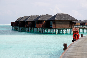water villas on a exotic maldives island