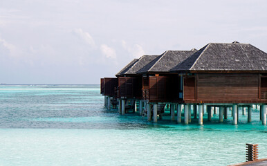 water villas on a exotic maldives island