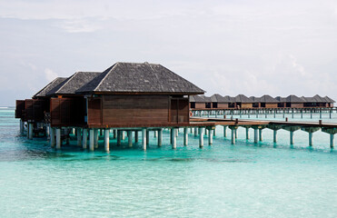 water villas on a exotic maldives island