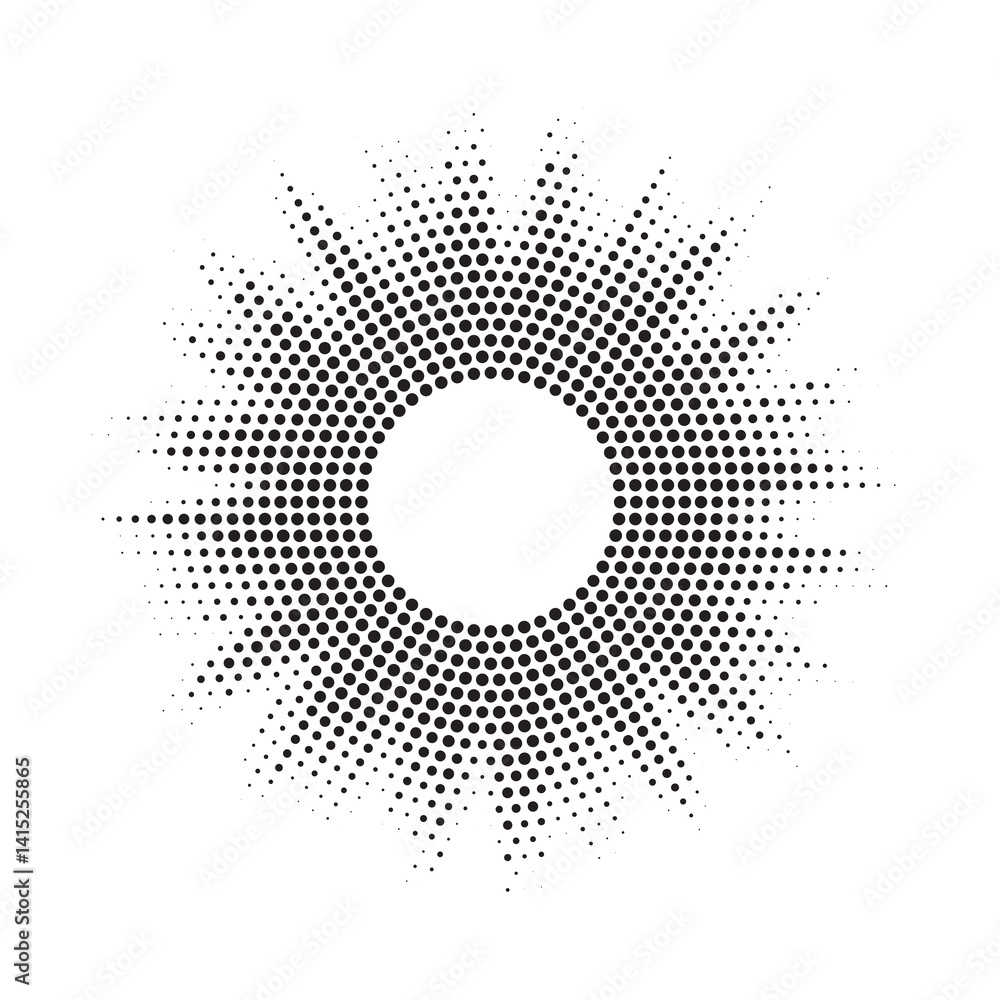 Poster burst halftone light effect. glowing light burst. abstract grunge halftone dots background. vector i
