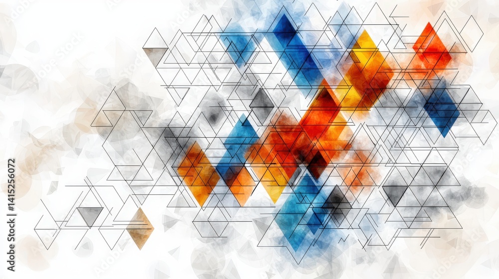 Poster dynamic geometric patterns abstract art modern graphics vibrant colors digital media visual creativi