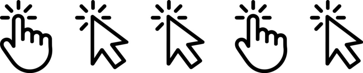Fototapeta premium Click Cursor and Pointer Icons Set for User Interface Design